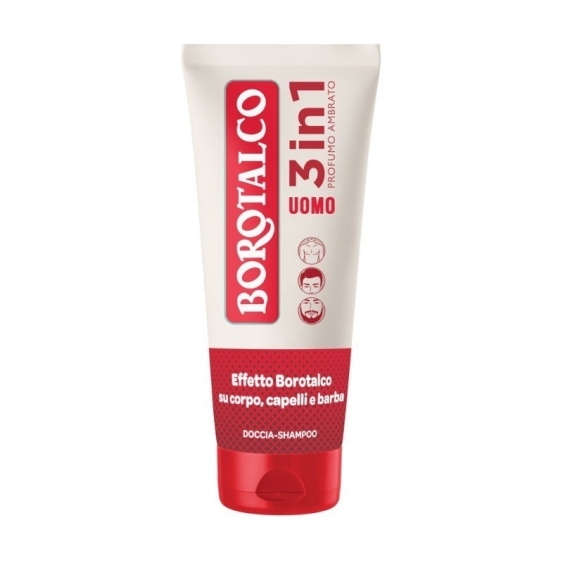 Borotalco Uomo Doccia-Shampoo 3 In 1 Profumo Ambrato 200 ml
