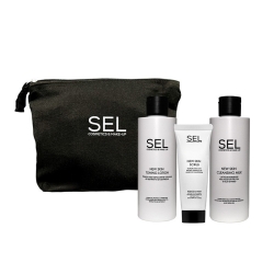 SEL Set Skincare Viso - Latte Detergente 200 ml + Tonico Esfoliante 200ml + Scrub Rigenerante 50 ml + Pochette