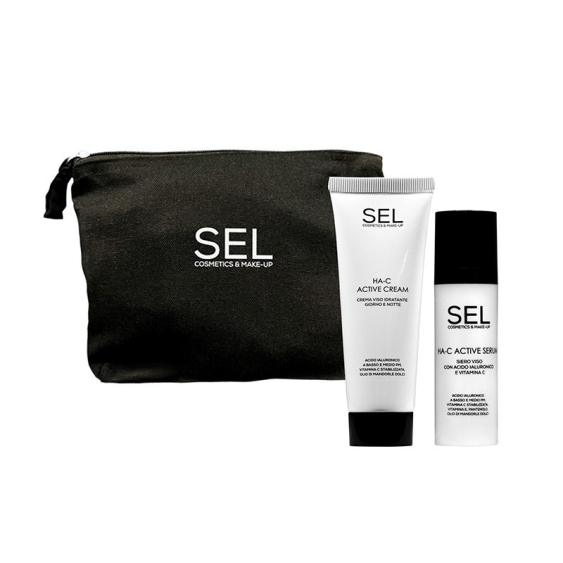 SEL Set Skincare Idratante Viso - HA-C Active Cream 50 ml + HA-C Active Serum 30 ml + Pochette