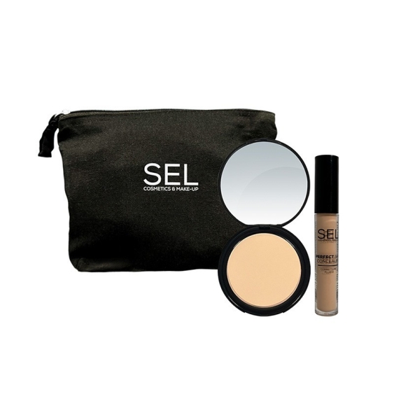 SEL Set Make-Up Viso 01 - Cipria Compatta + Correttore Fluido + Pochette