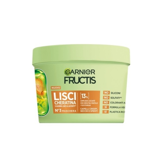 Garnier Fructis Lisci Cheratina Maschera Per Capelli Lisci & Lucenti A Lungo 370 ml