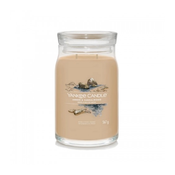 Yankee Candle Amber & Sandalwood Candela Profumata Signature Grande 567 G