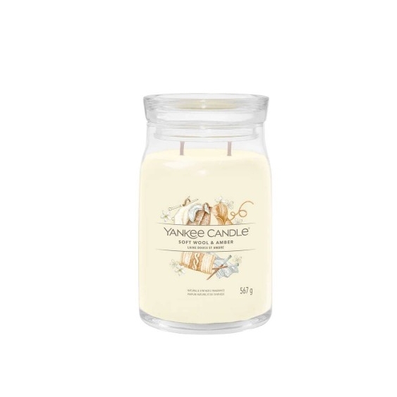 Yankee Candle Soft Wool & Amber Candela Signature Jar Profumata Grande