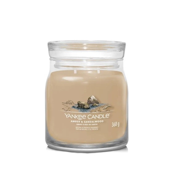 Yankee Candle Amber & Sandalwood Candela Signature Jar Profumata Media