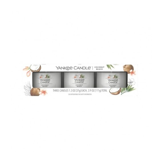 Yankee Candle Coconut Beach Set Da 3 Candele Votive In Vetro