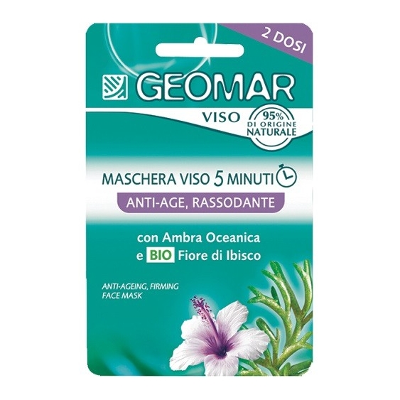 Geomar Maschera Viso 5 Minuti Anti Age Rassodante Con Fiore Di Ibisco Biologico E Ambra Oceanica 2 Dosi 15 Ml