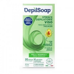 Depilsoap 20 Strisce Depilatorie Viso Per Pelli Normali + 4 Salviette Monouso