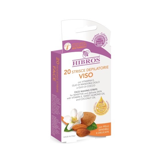 Hibros 20 Strisce Depilatorie Viso Per Pelli Sensibili