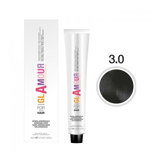 Glamour Ammonia Free Hair Color Cream Crema Colorante Per Capelli N. 3.0 Castano Scuro