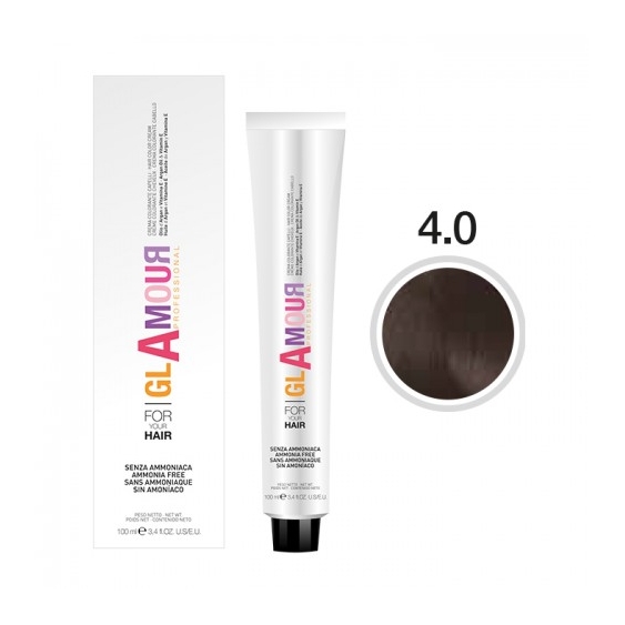 Glamour Ammonia Free Hair Color Cream Crema Colorante Per Capelli N. 4.0 Castano