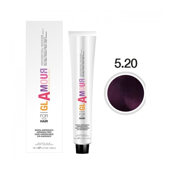 Glamour Ammonia Free Hair Color Cream Crema Colorante Per Capelli N. 5.20 Melanzana