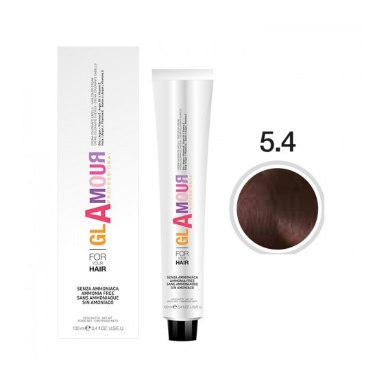 Glamour Ammonia Free Hair Color Cream Crema Colorante Per Capelli N. 5.4 Castano Chiaro Rame