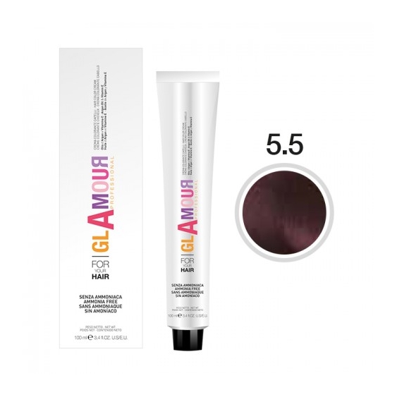 Glamour Ammonia Free Hair Color Cream Crema Colorante Per Capelli N. 5.5 Mogano