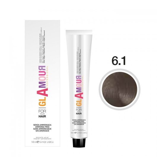 Glamour Ammonia Free Hair Color Cream Crema Colorante Per Capelli N. 6.1 Biondo Scuro Cenere
