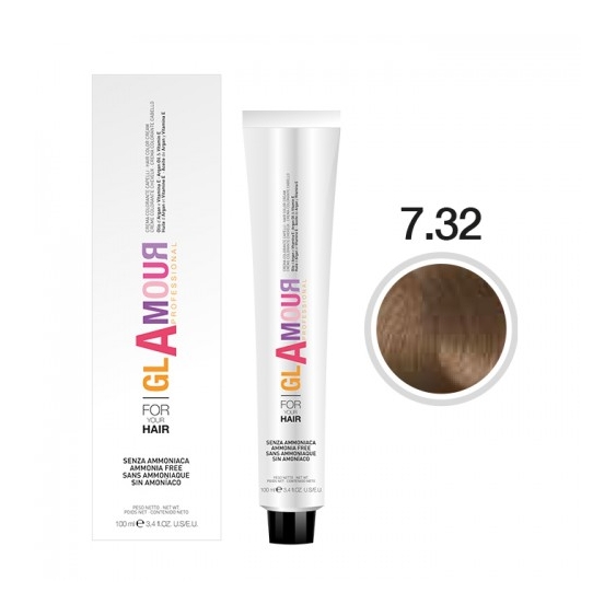 Glamour Ammonia Free Hair Color Cream Crema Colorante Per Capelli N. 7.32 Caramello