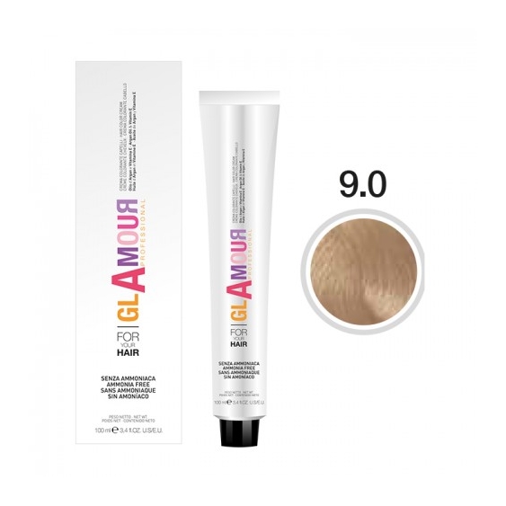 Glamour Ammonia Free Hair Color Cream Crema Colorante Per Capelli N. 9.0 Biondo Chiarissimo