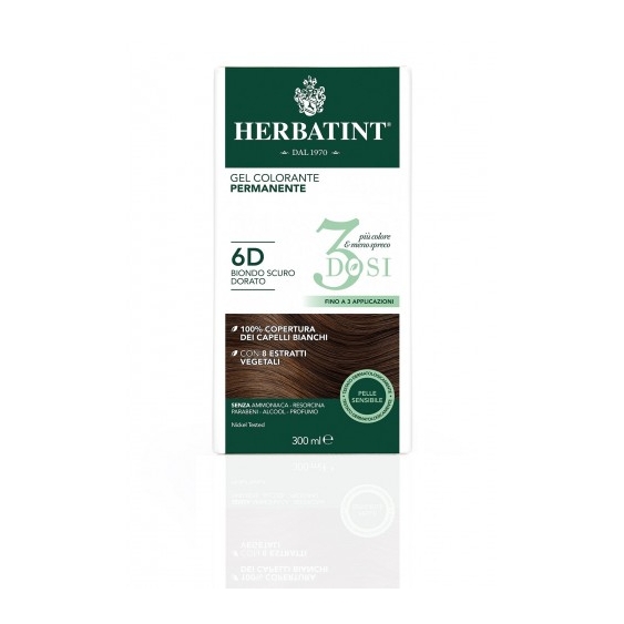Herbatint 3 Dosi Gel Colorante Permanente 300 Ml 6D Biondo Scuro Dorato