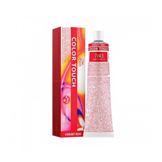 Wella Color Touch Vibrant Reds N. 7/43 Biondo Medio Rame Dorato Tinta Per Capelli 60 Ml