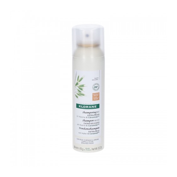 Klorane Avena & Ceramide Shampoo Secco Extra Delicato Per Capelli Scuri 150 Ml
