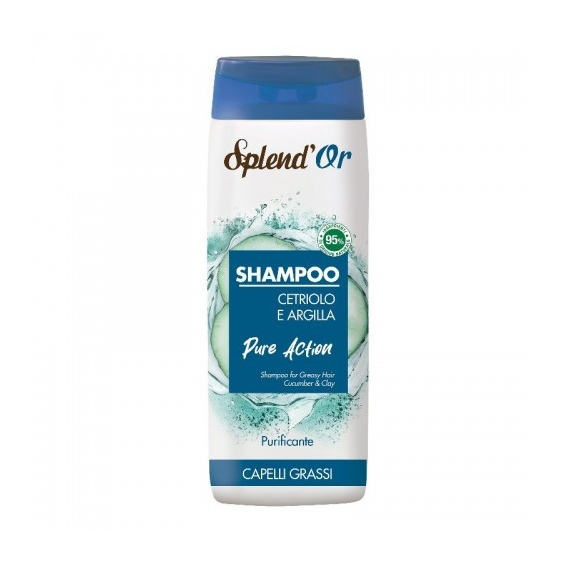 Splend'Or Pure Action Shampoo Per Capelli Grassi Con Cetriolo Ed Argilla 300 Ml
