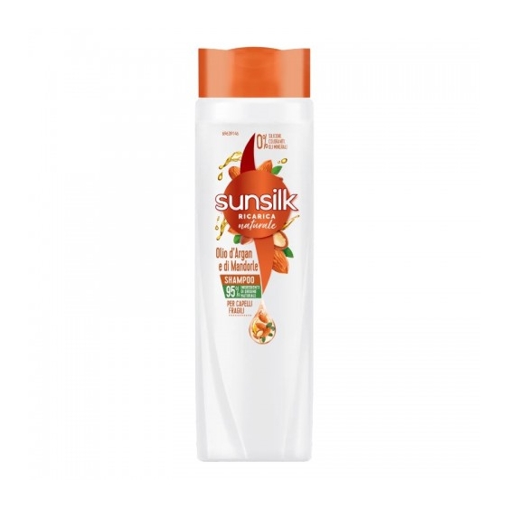 Sunsilk Ricarica Naturale Olio D'Argan E Di Mandorle Shampoo Per Capelli Fragili 250 Ml