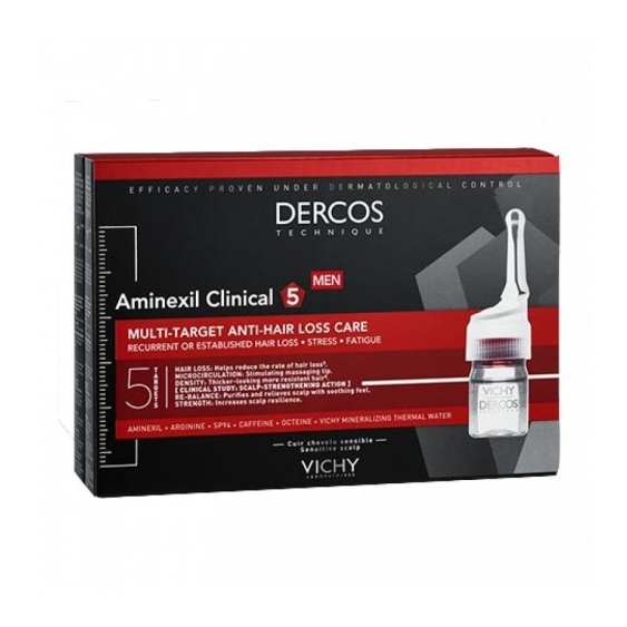 Vichy Dercos Aminexil Intensive 5 Uomo Trattamento Anticaduta Capelli 12 Fiale