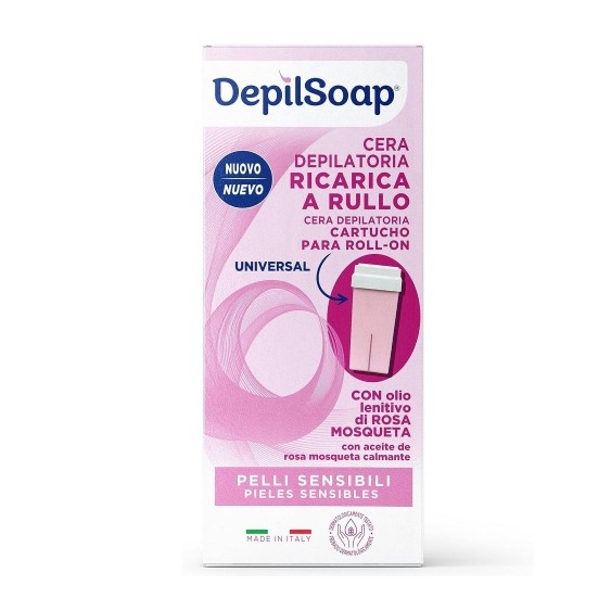 Depilsoap Ricarica Cera Depilatoria Per Rullo Elettrico Con Rosa Mosqueta E Burro Di Karitè