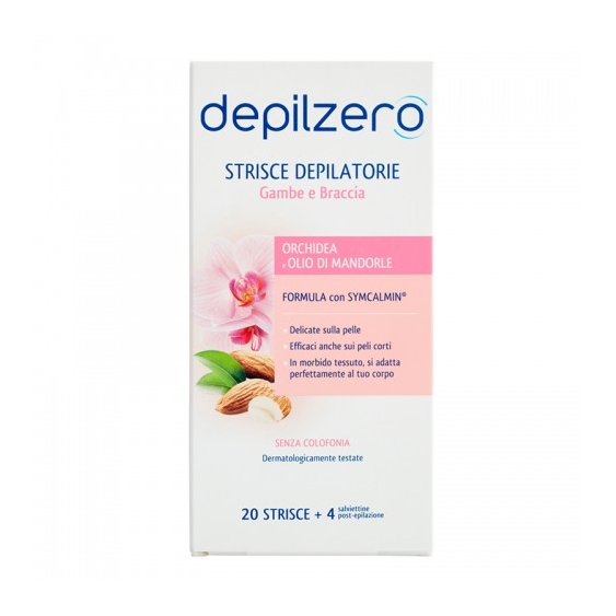 Depilzero Strisce Depilatorie Gambe E Braccia 20 Strisce + 4 Salviette Post-Epilazione