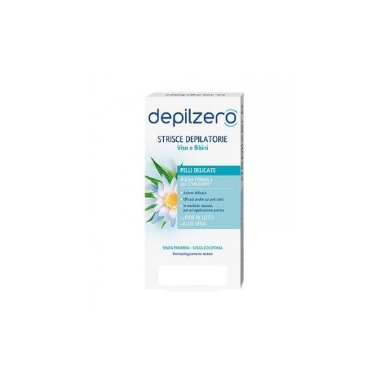 Depilzero Strisce Depilatorie Viso E Bikini Delicate 24 Strisce + Salviette Post Depilatorie