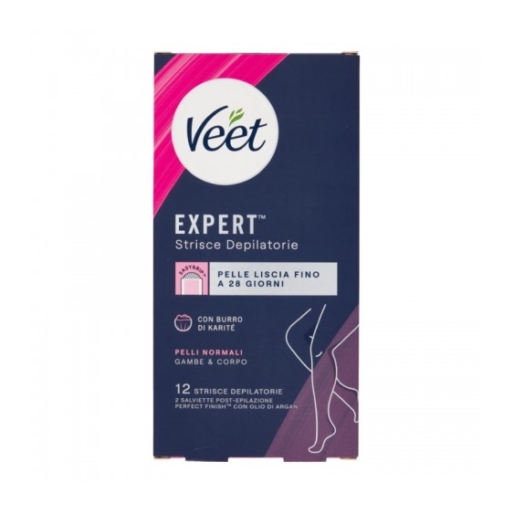 Veet Expert 12 Strisce Depilatorie Corpo Per Pelli Normali