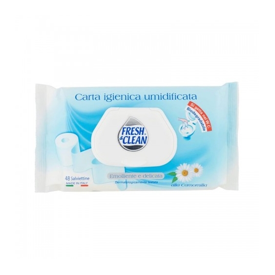 Fresh & Clean Carta Igienica Umidificata Alla Camomilla 48 Salviettine Emollienti E Delicate