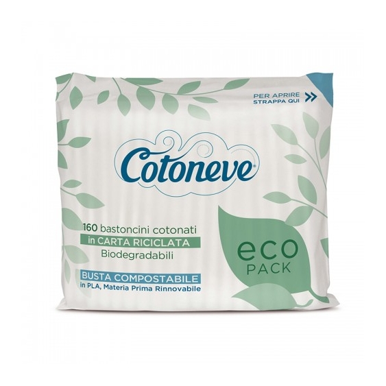 Cotoneve Eco Pack 160 Bastoncini Cotonati In Carta Riciclata