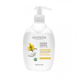 Glenova Sapone Liquido Per Meni E Viso Al Latte Di Mandorla E Fiori Di Vaniglia 500 Ml