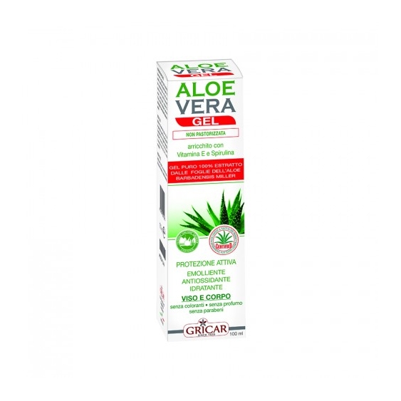 Gricar Chemical Aloe Vera Gel Emolliente Antiossidante E Idratante Per Viso E Corpo 100 Ml