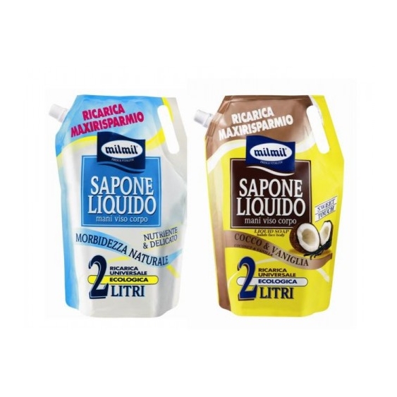 Mil Mil Sapone Liquido Ricarica Al Cocco E Vaniglia 2 Lt