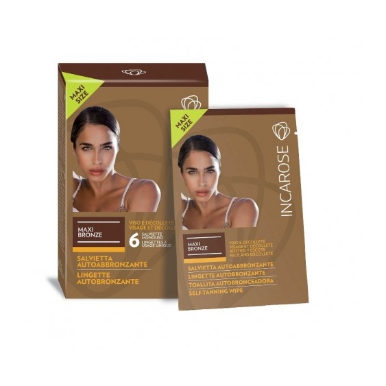 Incarose Maxi Bronze 6 Salviette Autoabbronzanti Monouso Viso E Decollete Maxi Size