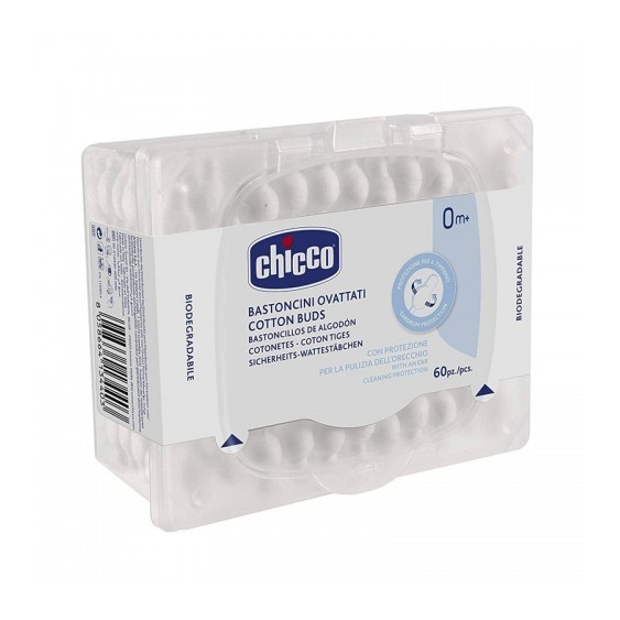 Chicco Cotton Buds 60 Bastoncini Ovattati Per La Pulizia Le Orecchie