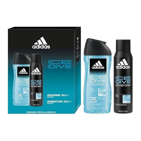 Adidas Cofanetto Ice Dive Deodorante 150 Ml + Gel Doccia 250 Ml