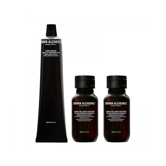 Grown Alchemist Healthy Hands Kit 2 Hydra-Gel Igienizzanti Per Le Mani Da 50 Ml + Crema Mani Da 65 Ml