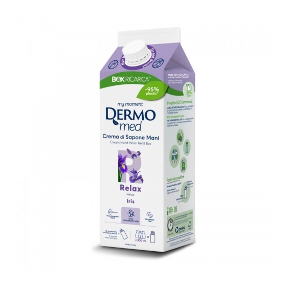 Dermomed Relax Crema Di Sapone Mani All'Iris Ecoricarica Da 900 Ml