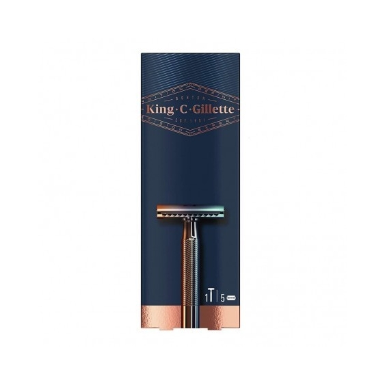 Gillette King C. Gillette Rasoio Di Sicurezza + 5 Lamette Di Ricambio