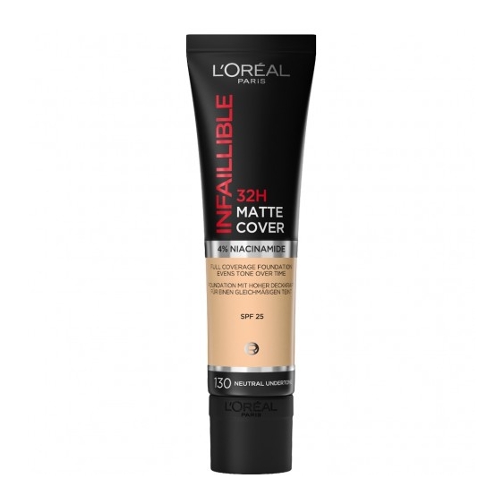 L'Oreal Paris 32H Matte Cover Foundation Fondotinta Liquido N. 130 Neutral Undertone