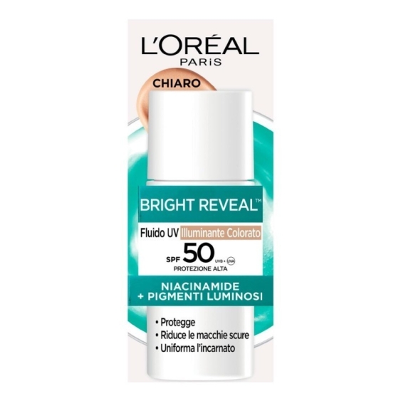 L'Oreal Paris Bright Reveal Fluido Uv Illuminante Colorato SPF50 50 ml - Chiaro