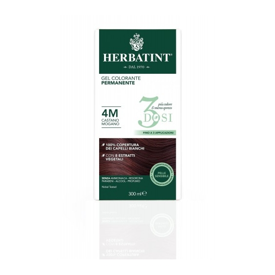 Herbatint 3 Dosi Gel Colorante Permanente 300 Ml 4M Castano Mogano