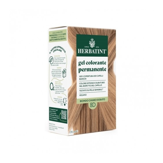 Herbatint Gel Colorante Permanente Per Capelli N.8D Biondo Chiaro Dorato 170 Ml