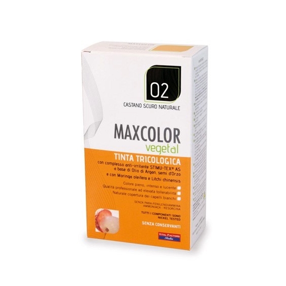 Vital Factors Max Color Vegetal Tinta Per Capelli Tricologica 02 Castano Scuro Naturale 140 Ml