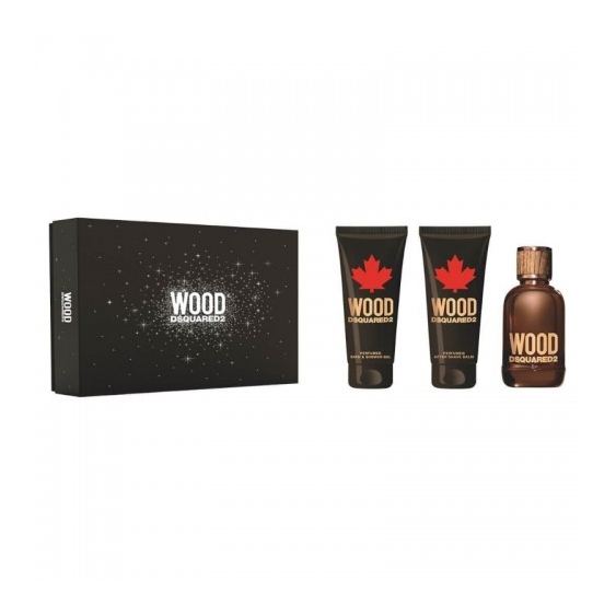 Dsquared2 Cofanetto Wood Pour Homme EdT 100 Ml + Gel Doccia 100 Ml + Balsamo Dopobarba 100 Ml