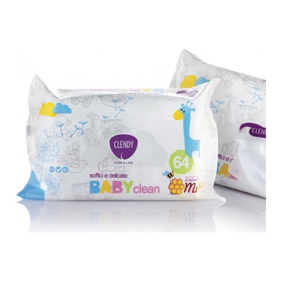 Clendy Baby Clean 64 Salviettine Imbevute Al Miele