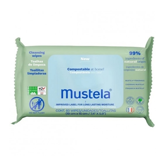 Mustela Salviette Compostabili All'Acqua Profumate 60 Salviettine