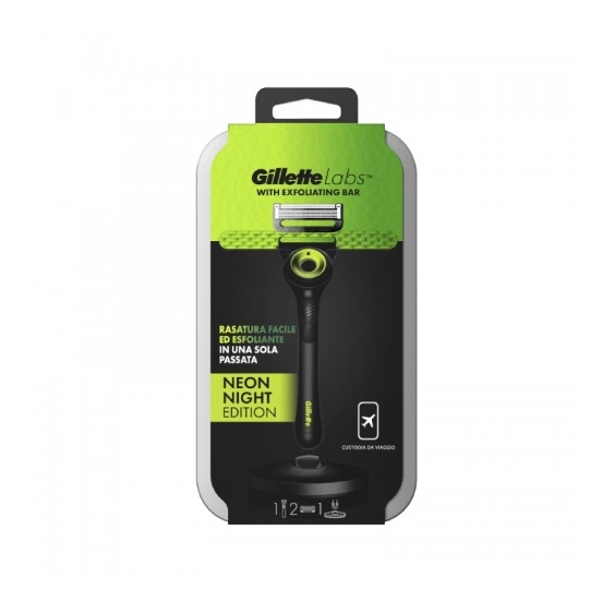 Gillette Labs Neon Night Edition Rasoio Da Barba + 2 Lamette Di Ricambio